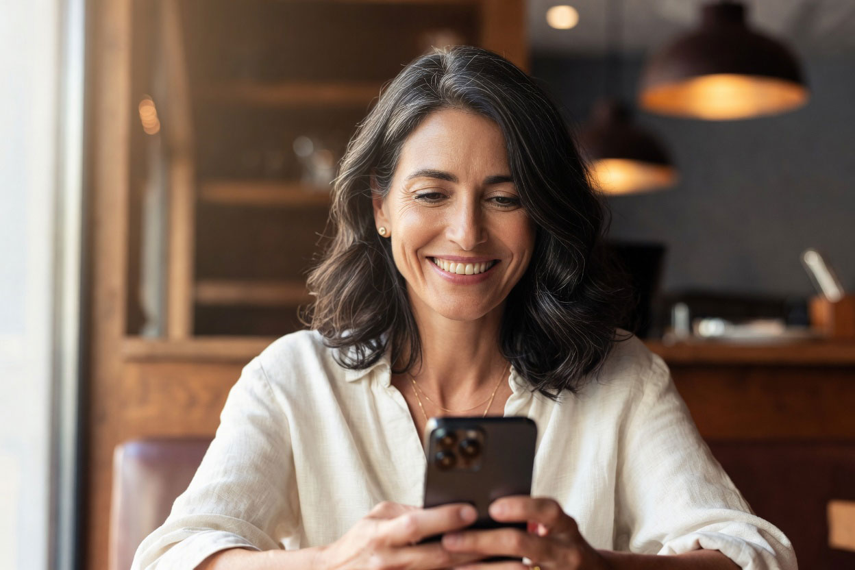 Donna over 50 cerca incontri su smartphone